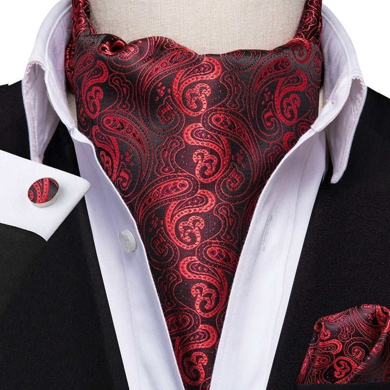 Set Corbata Ascot, Pañuelo Y Colleras Seda Lujo Hi-tie Color