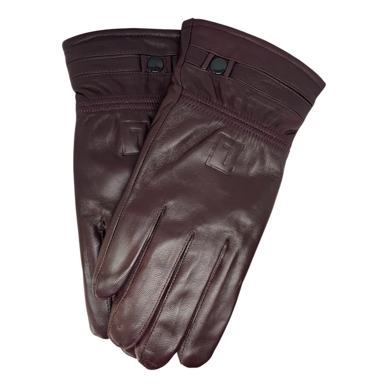 Guantes Invierno Luxher De Hombre Cuero De Oveja Mod Granate