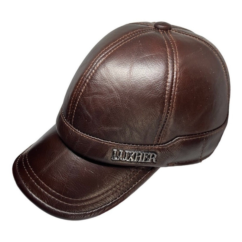 Gorra Jockey Cuero Genuino Lujo Luxher Orejeras Mod. Toronto