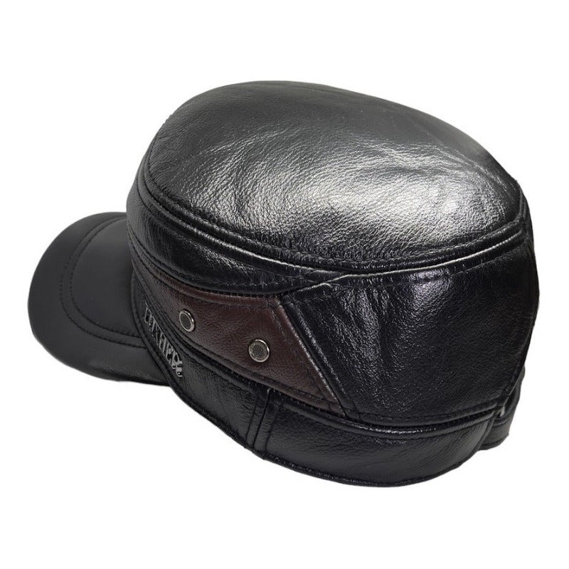 Gorro Jockey De Cuero Genuino Lujo Luxher Mod. Moscú