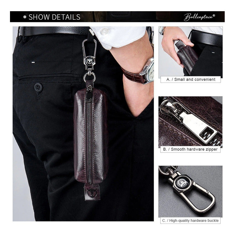 Estuche Llavero Bull Captain De Cuero Genuino Mod. Whale