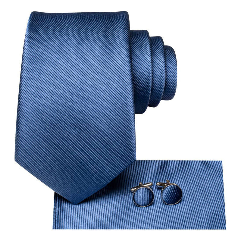 Set Corbata, Pañuelo Y Colleras Seda Lujo Hi-tie Mod Liso