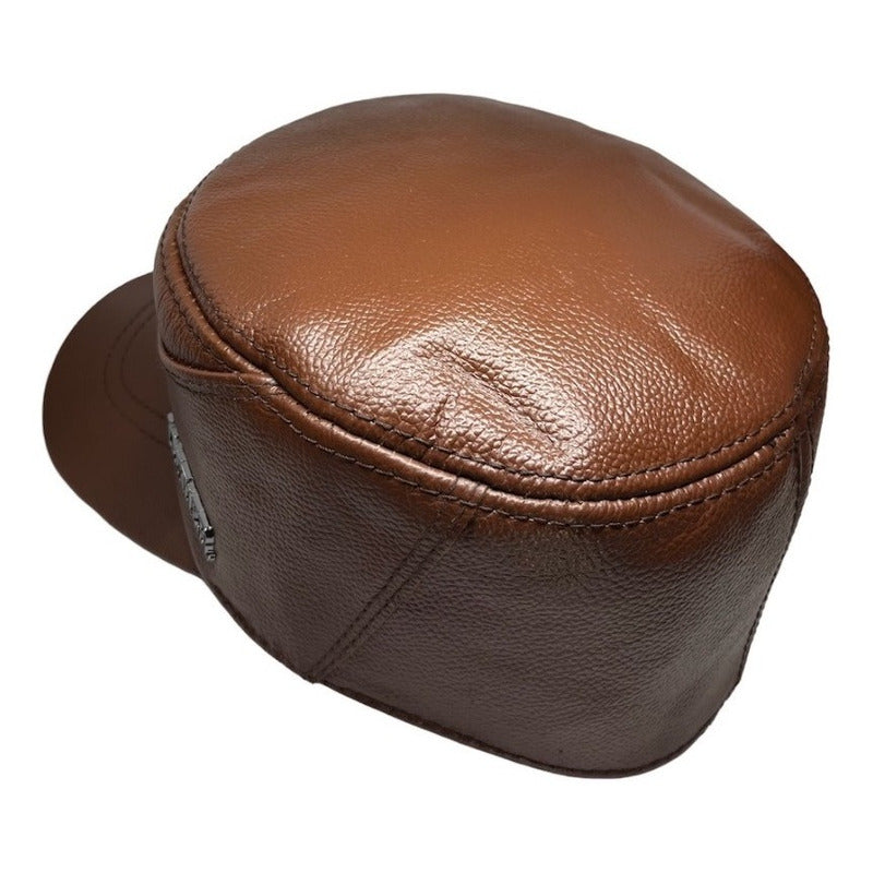 Gorro Unisex Jockey De Cuero Genuino Lujo Luxher Mod. Berlín