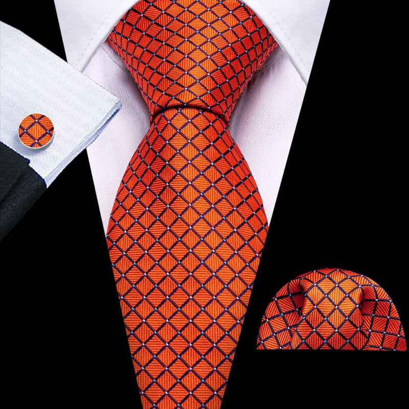 Set Corbata, Pañuelo Y Colleras Seda Lujo Hi-tie Mod Patron