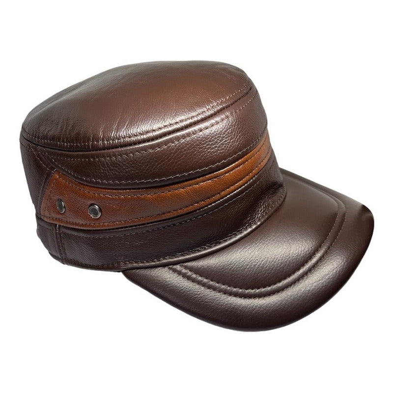Gorro Jockey De Cuero Genuino Lujo Luxher Mod. Moscú