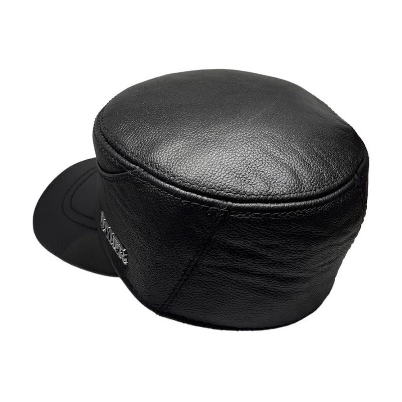 Gorro Unisex Jockey De Cuero Genuino Lujo Luxher Mod. Berlín
