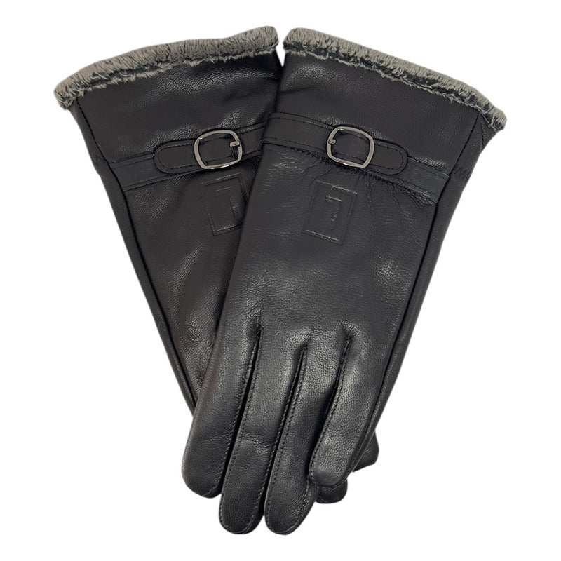 Guantes Invierno Luxher Mujer Cuero Piel De Oveja Mod Ebano