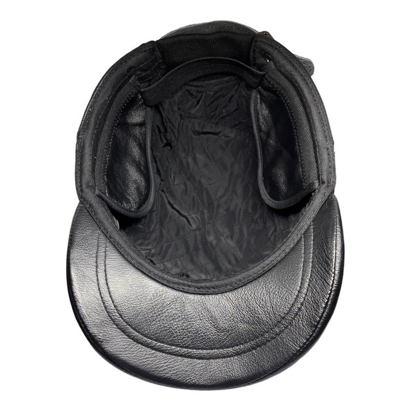 Gorro Jockey De Cuero Genuino Lujo Luxher Mod. Moscú
