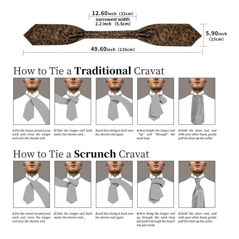 Set Corbata Ascot, Pañuelo Y Colleras Seda Lujo Hi-tie Color