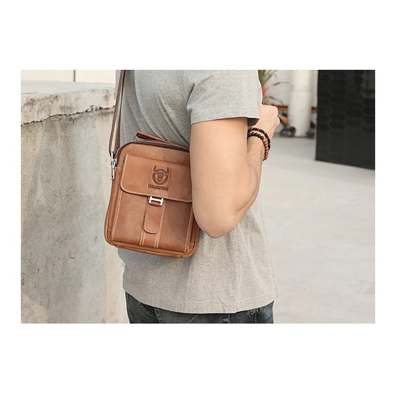 Bolso/bandolera De Hombre Cuero Genuino Bull Captain Color Negro