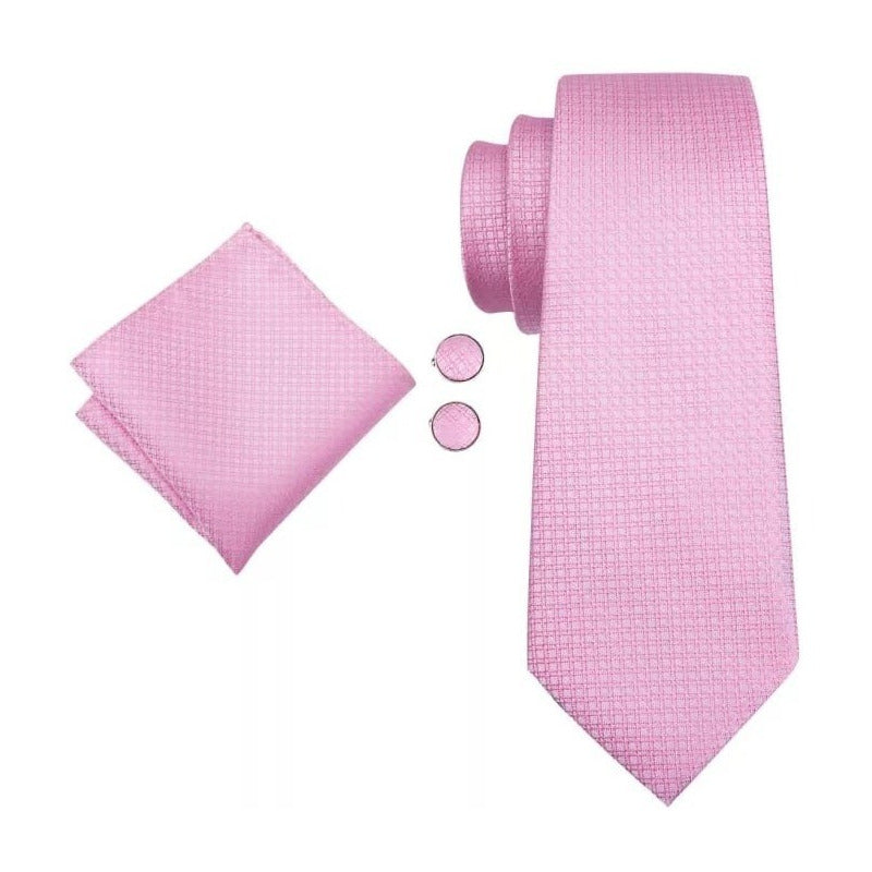 Set Corbata, Pañuelo Y Colleras De Seda Lujo Hi-tie Colores