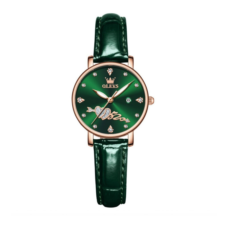 Reloj De Lujo Mujer Olevs Cuarzo Correa De Cuero Mod. Couple