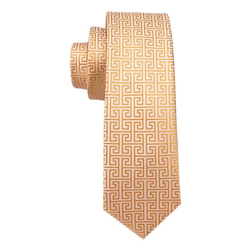Set Corbata, Pañuelo Y Colleras Seda Lujo Hi-tie Mod Cubico