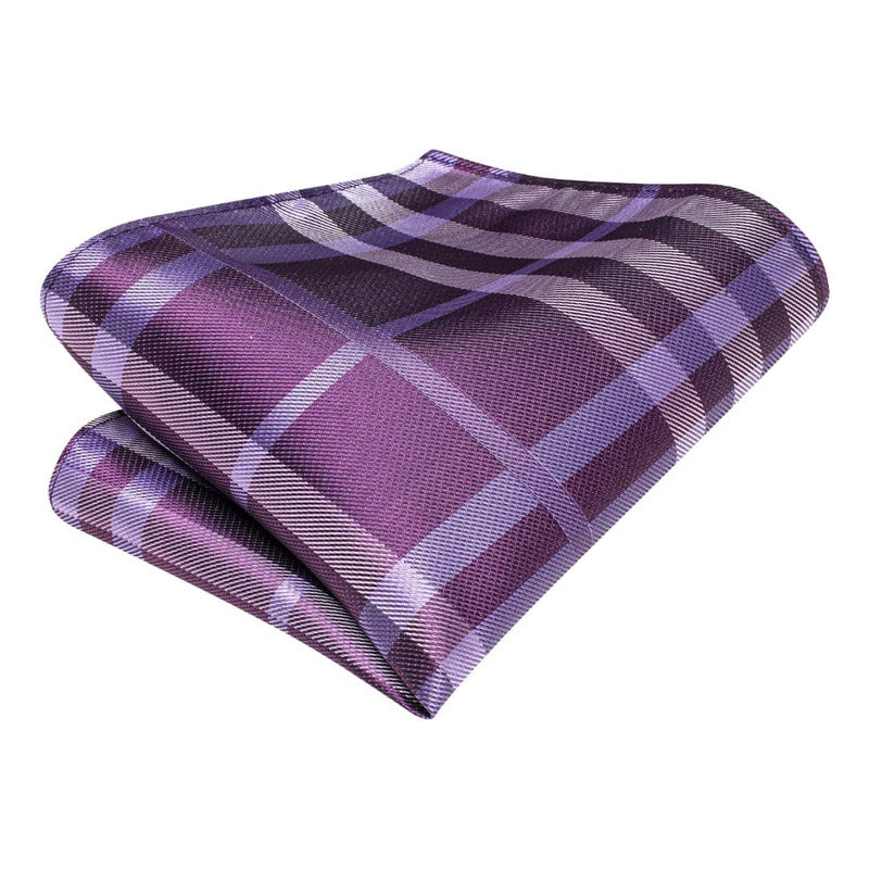 Set Corbata, Pañuelo Y Colleras Seda Lujo Hi-tie Mod Cuadros