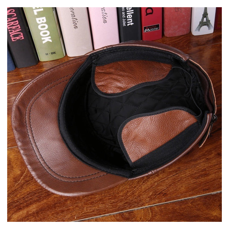 Gorro Jockey Cuero Genuino Lujo Estilo Militar Mod. Twol