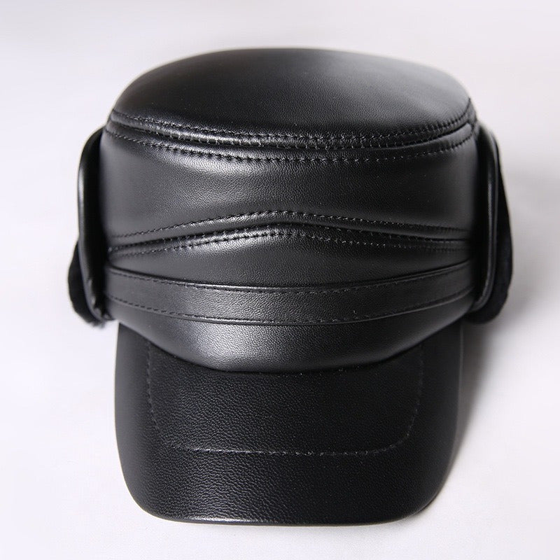 Gorro Jockey Orejeras Cuero Genuino Piel Oveja Mod. Patagón