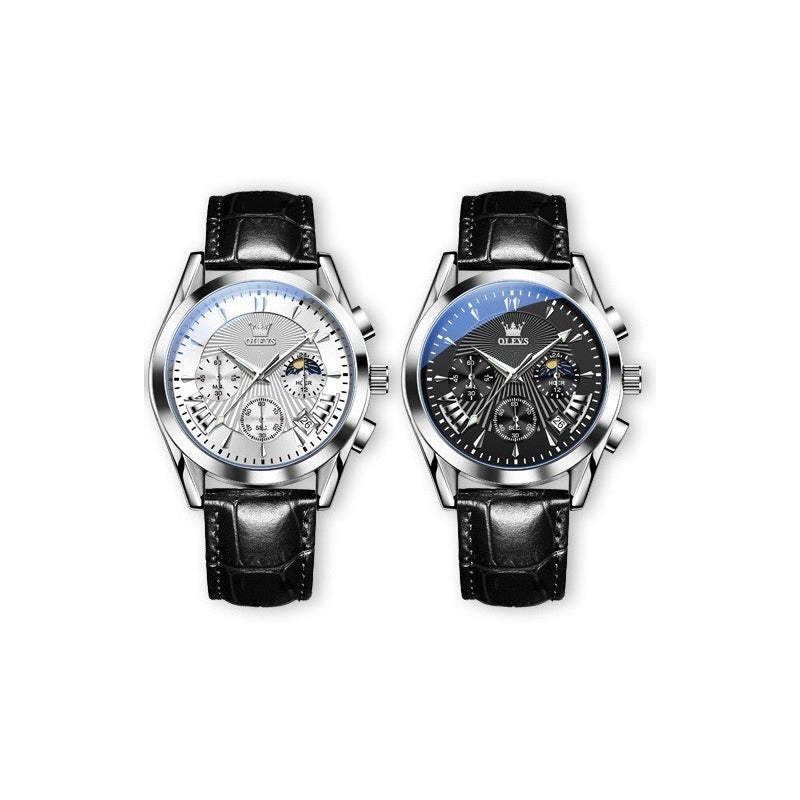 Reloj De Lujo Hombre Olevs Cuarzo Correa Cuero Mod. Reflex