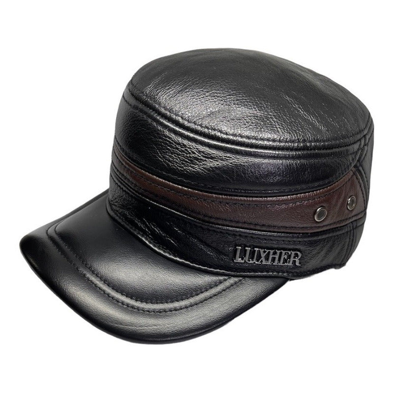 Gorro Jockey De Cuero Genuino Lujo Luxher Mod. Moscú