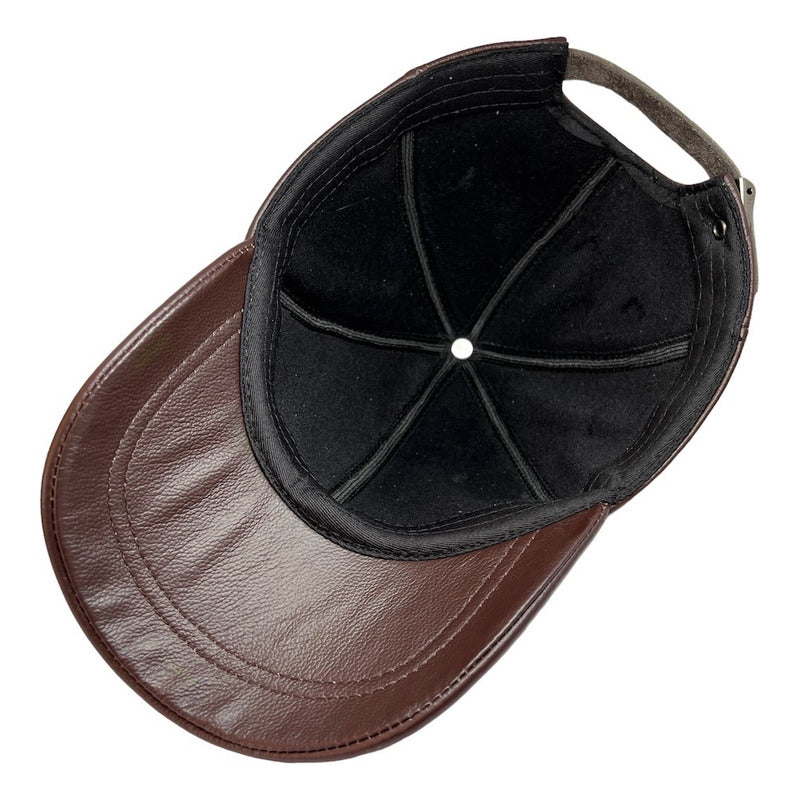 Gorra Jockey Cuero Piel De Oveja Unisex Laspezia Mod. Boss