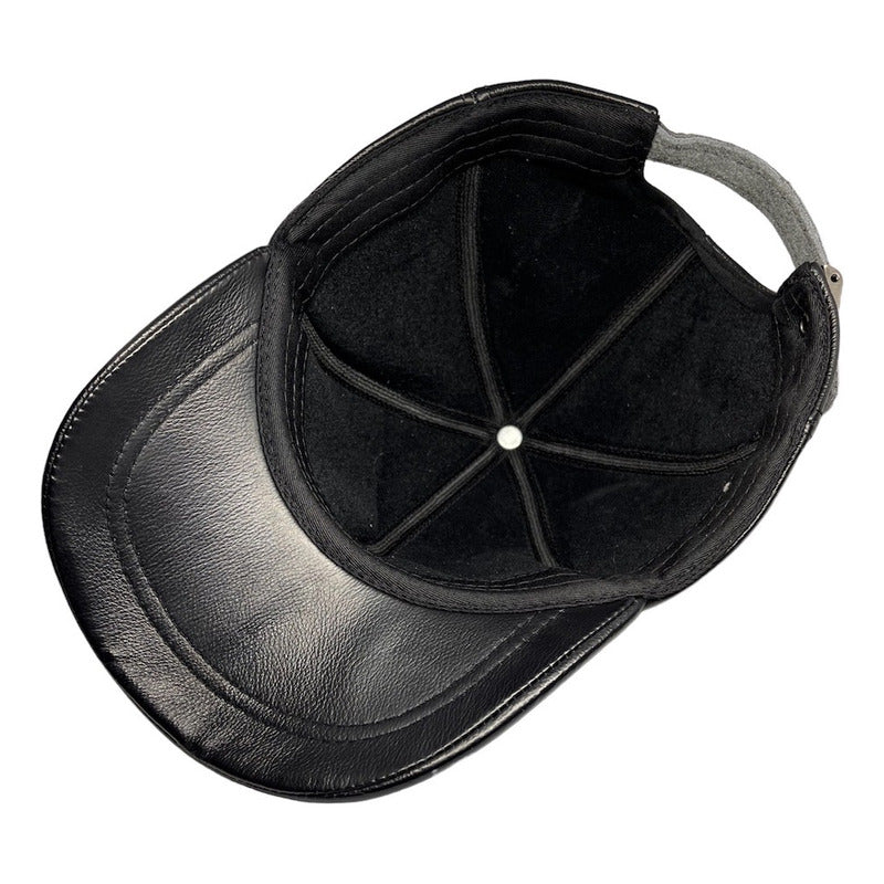 Gorra Jockey Cuero Piel De Oveja Unisex Laspezia Mod. Boss