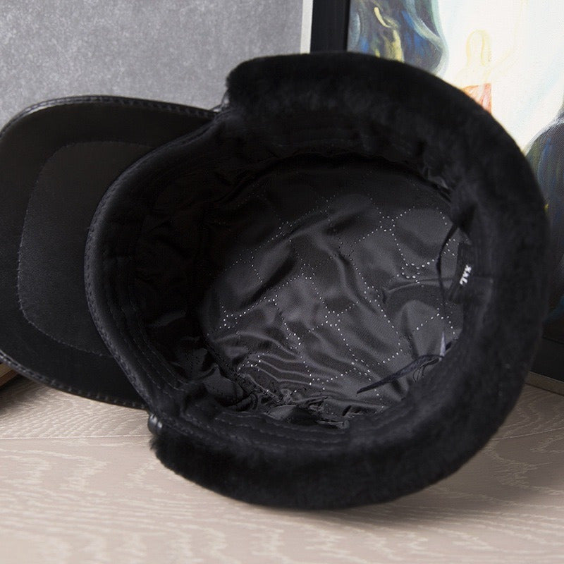 Gorro Jockey Orejeras Cuero Genuino Piel Oveja Mod. Patagón
