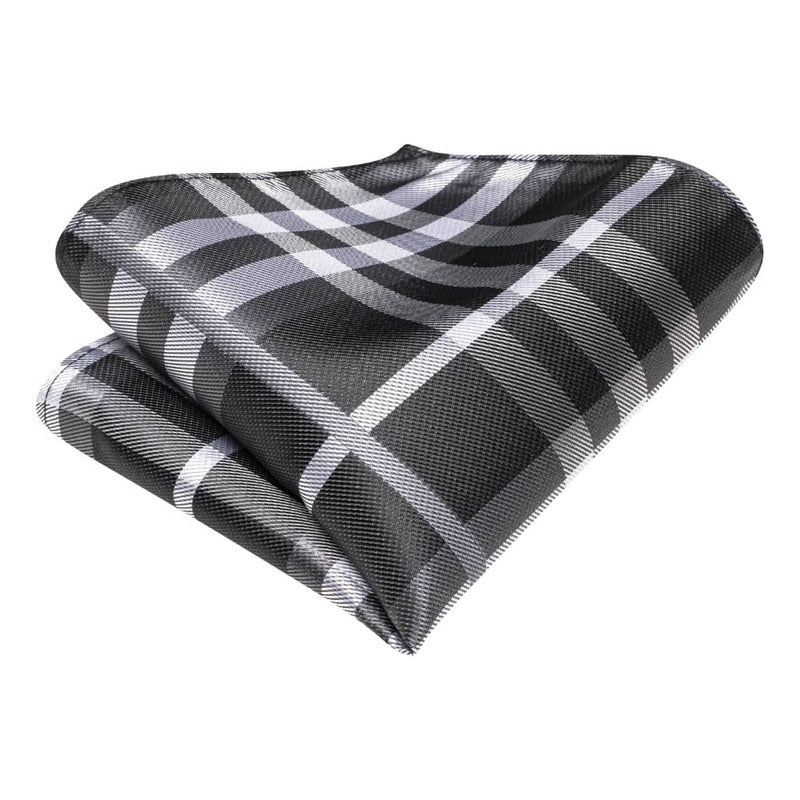 Set Corbata, Pañuelo Y Colleras Seda Lujo Hi-tie Mod Cuadros