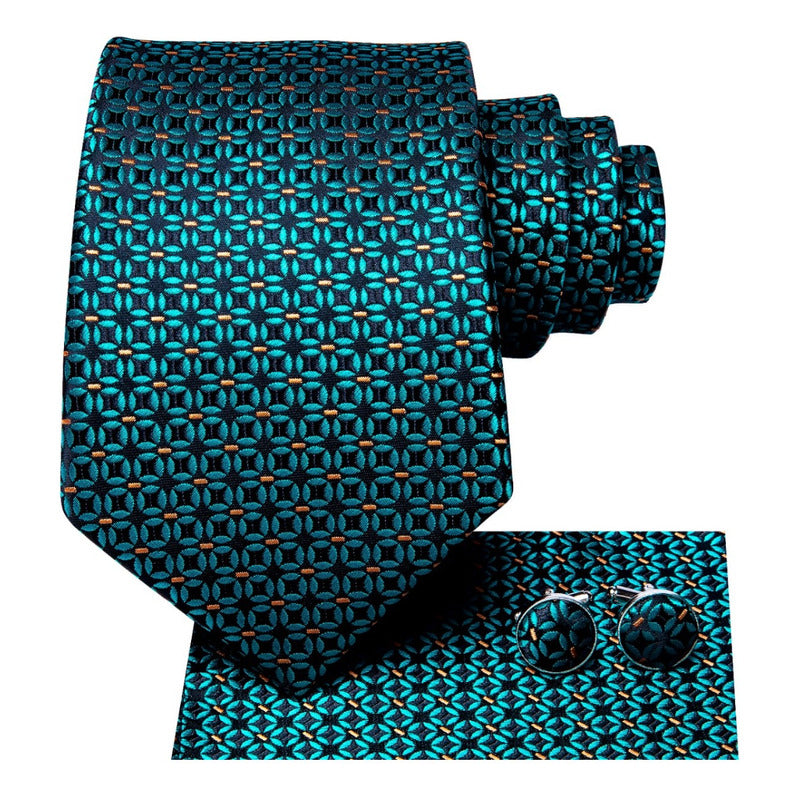 Set Corbata, Pañuelo Y Colleras Seda Lujo Hi-tie Mod Patron