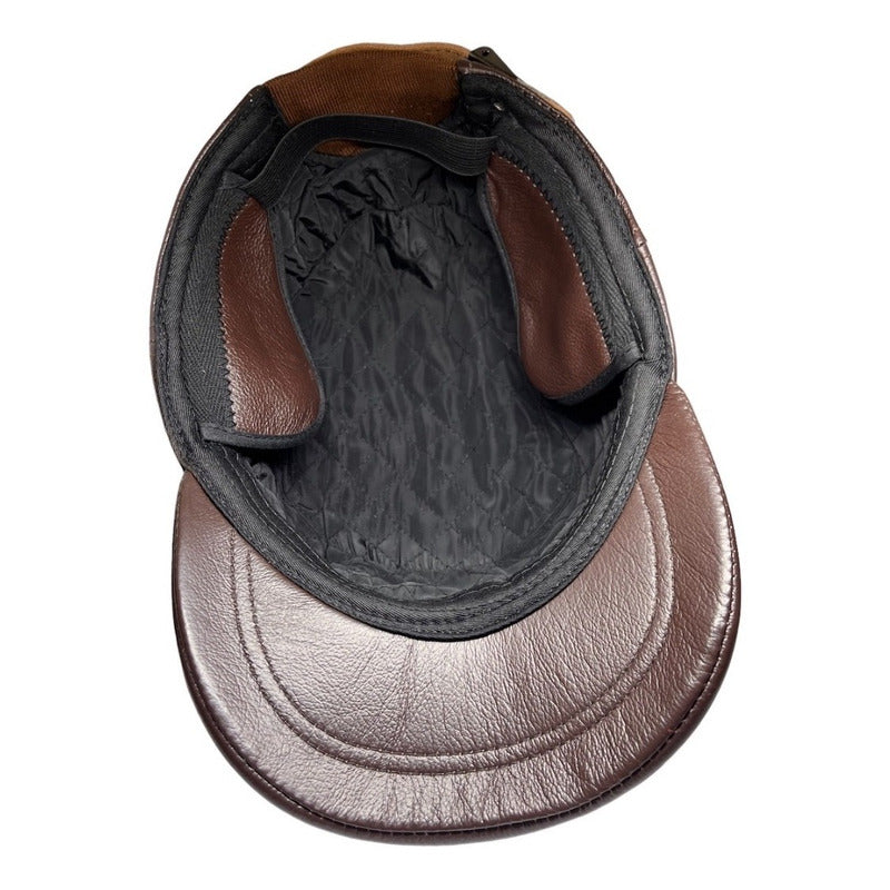 Gorro Jockey De Cuero Genuino Lujo Luxher Mod. Moscú