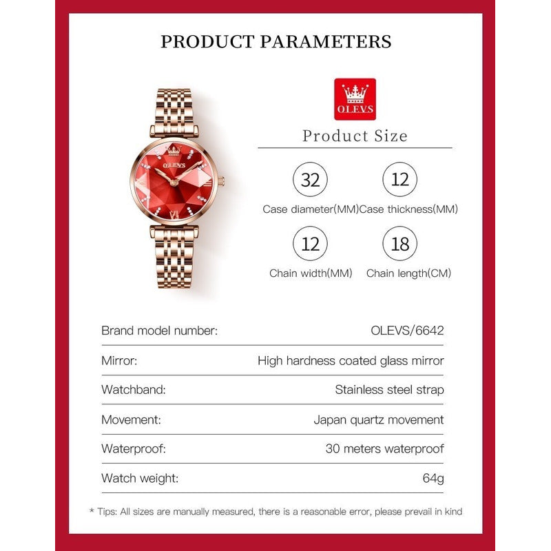 Reloj De Lujo Mujer Olevs Cuarzo Correa De Acero Mod Diamond