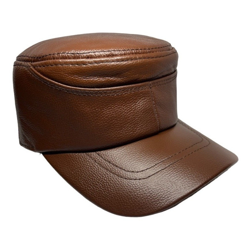 Gorro Unisex Jockey De Cuero Genuino Lujo Luxher Mod. Berlín