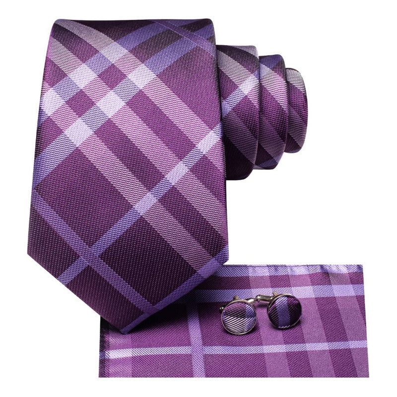 Set Corbata, Pañuelo Y Colleras Seda Lujo Hi-tie Mod Cuadros