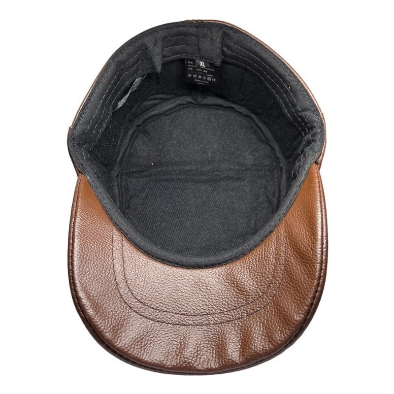 Gorro Unisex Jockey De Cuero Genuino Lujo Luxher Mod. Berlín