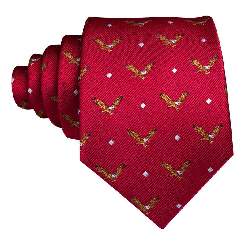 Set Corbata, Pañuelo Y Colleras Seda Lujo Hi-tie Mod Aguila