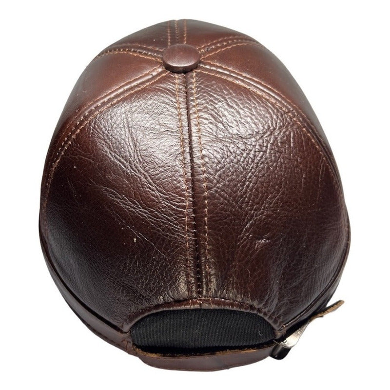 Gorra Jockey Cuero Genuino Lujo Luxher Orejeras Mod. Toronto