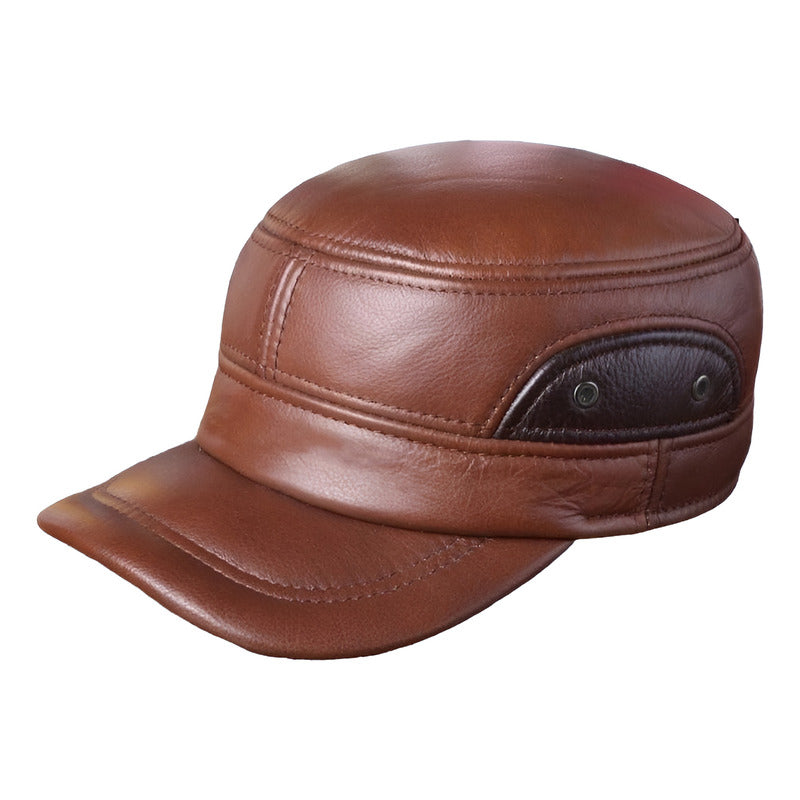 Gorro Jockey Cuero Genuino Lujo Estilo Militar Mod. Twol