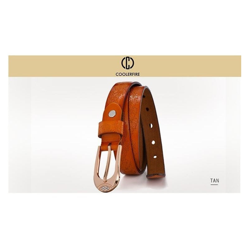 Cinturón Mujer Cuero Genuino Coolerfire Mod. Flower