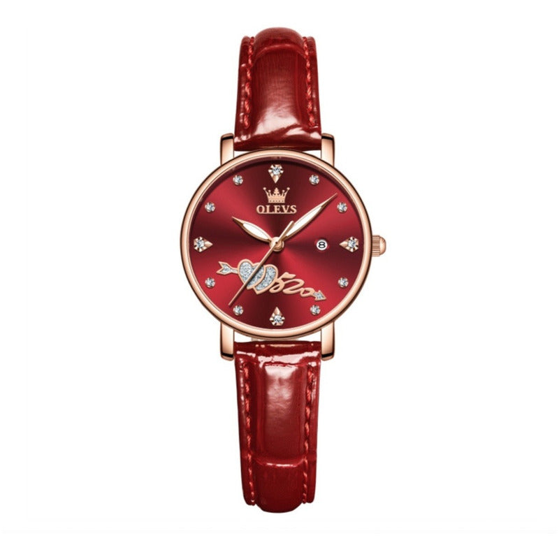 Reloj De Lujo Mujer Olevs Cuarzo Correa De Cuero Mod. Couple