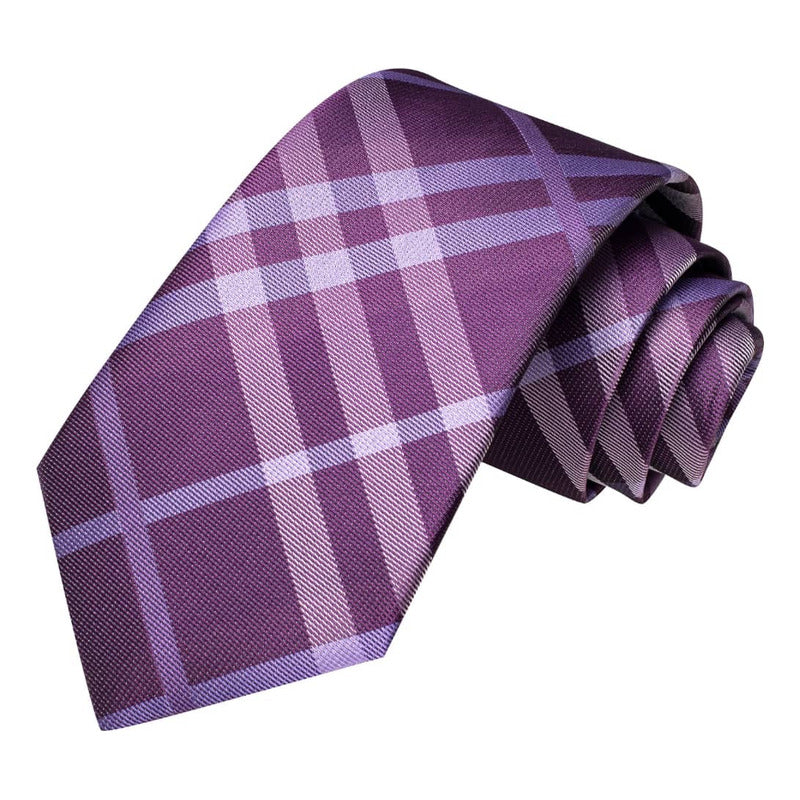 Set Corbata, Pañuelo Y Colleras Seda Lujo Hi-tie Mod Cuadros