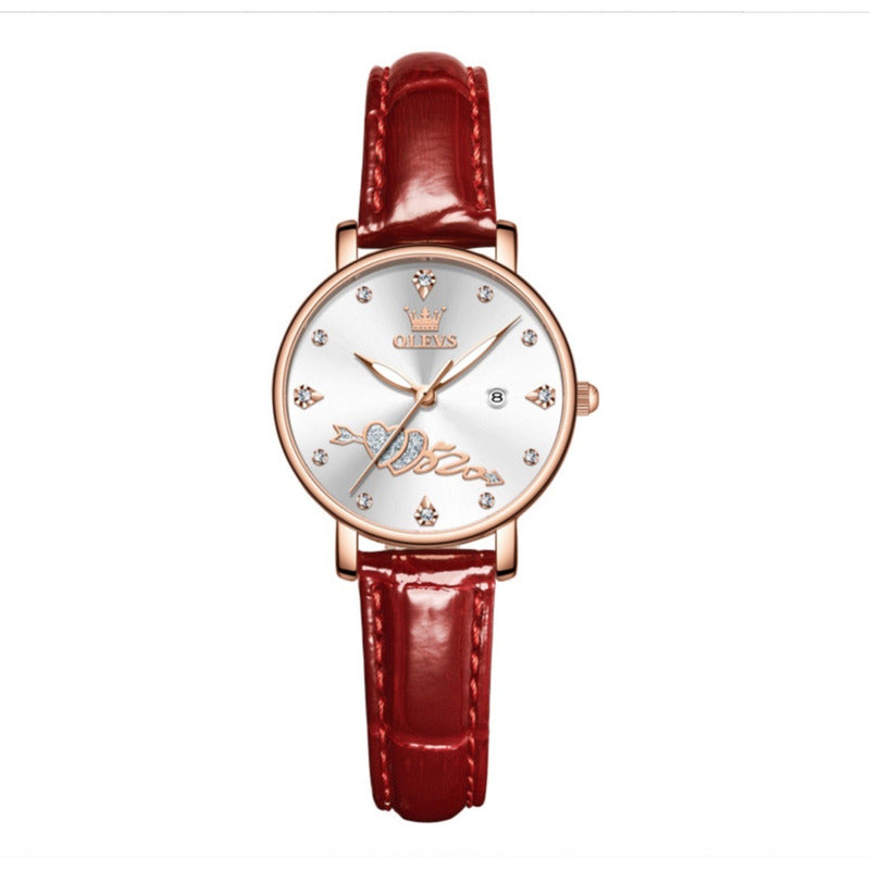 Reloj De Lujo Mujer Olevs Cuarzo Correa De Cuero Mod. Couple