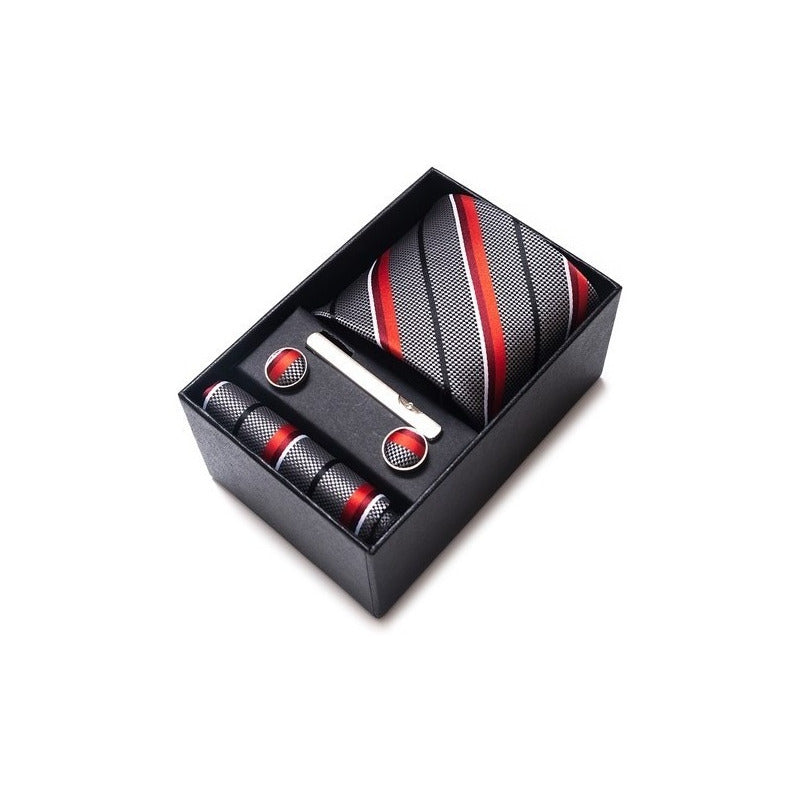 Set Corbata, Pañuelo Y Colleras Seda Lujo Joy Alice Líneas