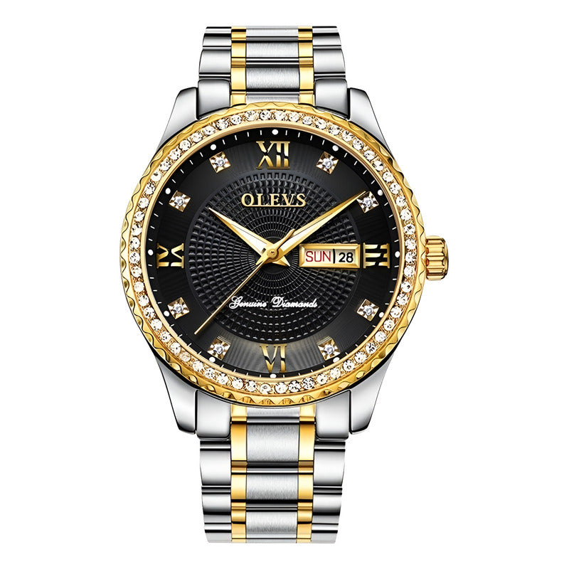 Reloj De Lujo Hombre Olevs Cuarzo Correa Acero Mod. Stones