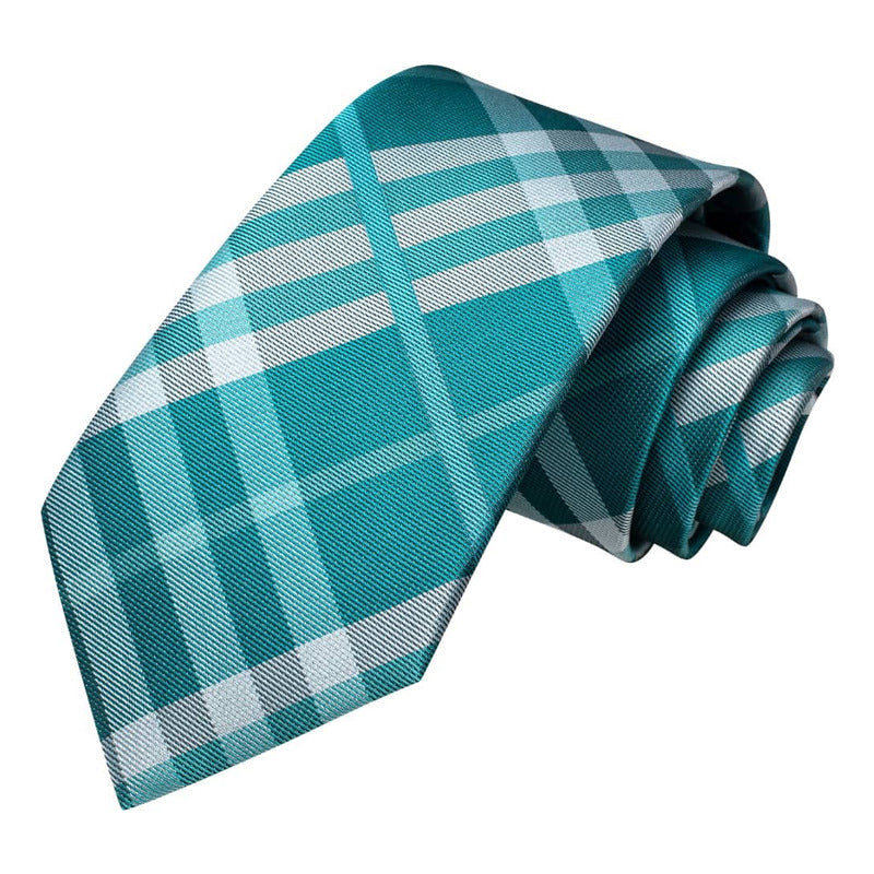 Set Corbata, Pañuelo Y Colleras Seda Lujo Hi-tie Mod Cuadros