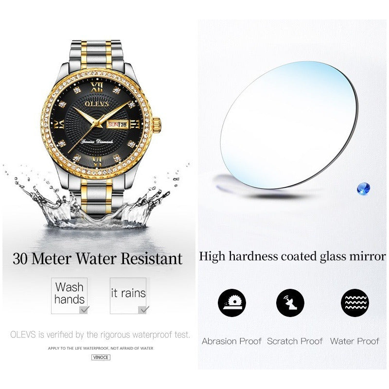 Reloj De Lujo Hombre Olevs Cuarzo Correa Acero Mod. Stones