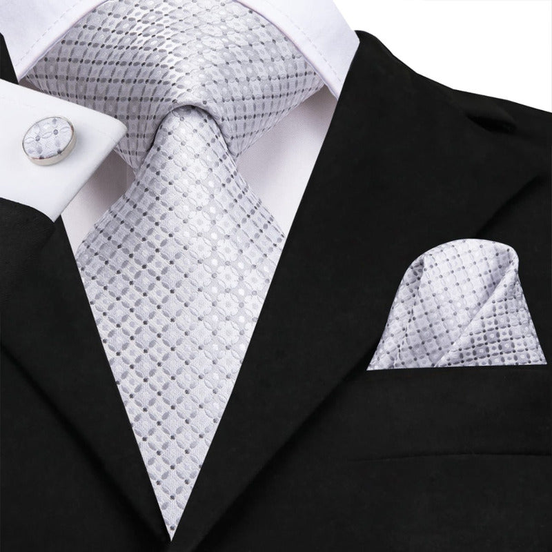 Set Corbata, Pañuelo Y Colleras Seda Lujo Hi-tie Mod Patron