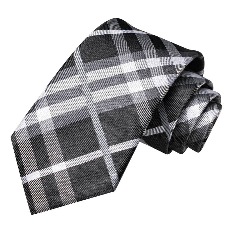 Set Corbata, Pañuelo Y Colleras Seda Lujo Hi-tie Mod Cuadros