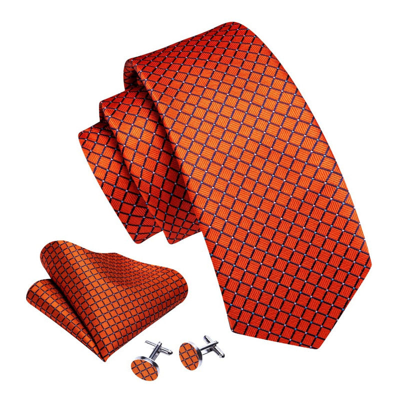 Set Corbata, Pañuelo Y Colleras Seda Lujo Hi-tie Mod Patron