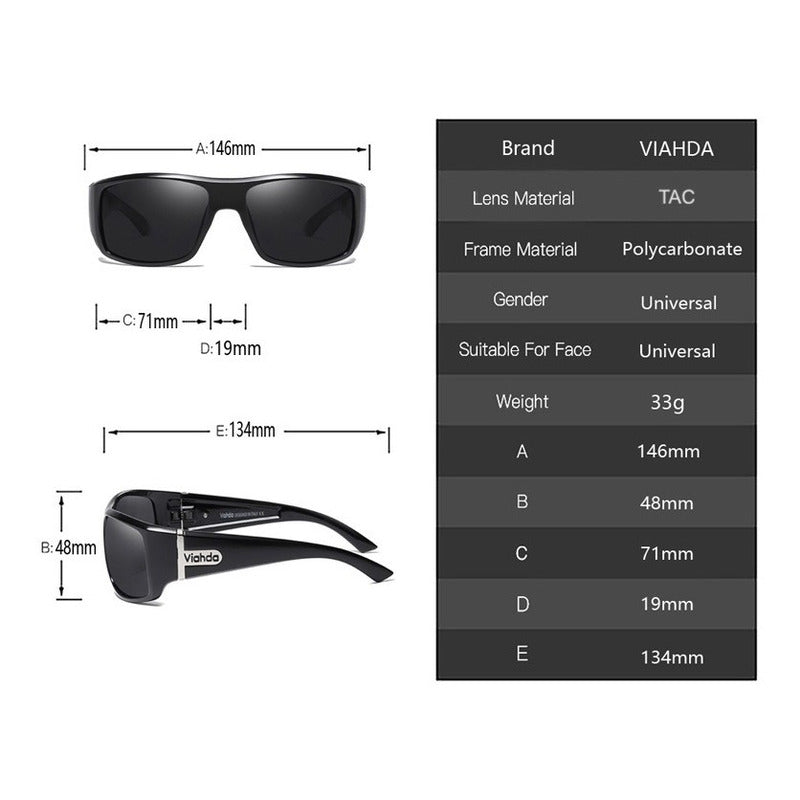 Lentes Sol Polarizado Original Viahda Protec Uv400 Mod Línea