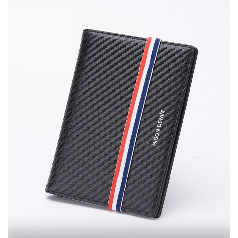 Porta Pasaporte Elegante Billetera Cuero Genuino Bison Denim