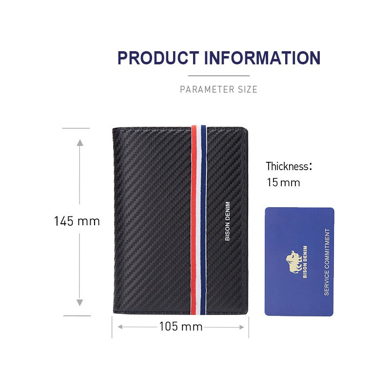 Porta Pasaporte Elegante Billetera Cuero Genuino Bison Denim
