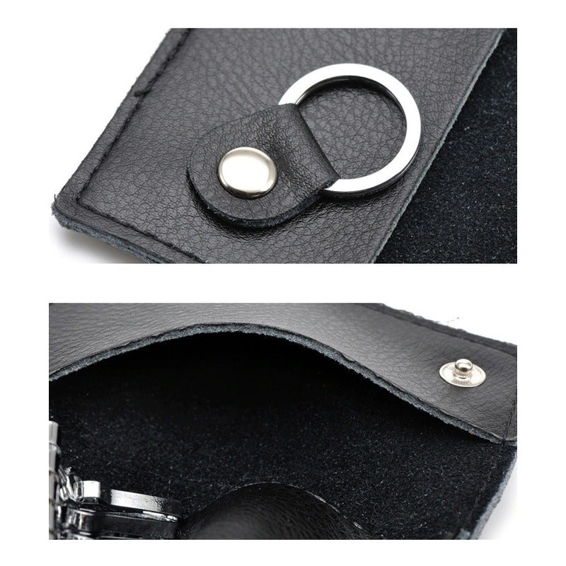 Estuche Portallaves Elegante Llavero Cuero Genuino Mod. Liss